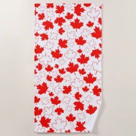 Canada Maple Leaf Red White Random Patroon Strandlaken