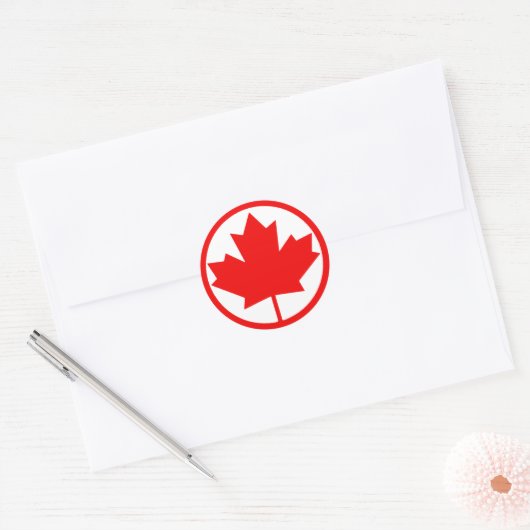 Canada Maple Leaf Ronde Sticker (Envelop)