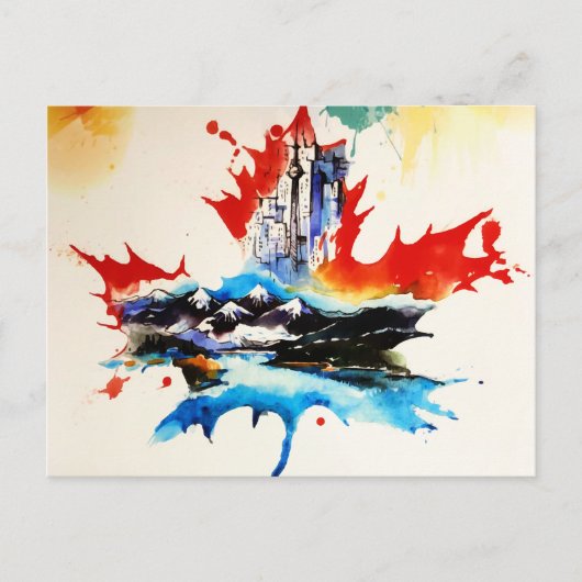  Canada Maple Leaf Travel Love Waterverf Briefkaart (Voorkant)