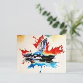  Canada Maple Leaf Travel Love Waterverf Feestdagenkaart (Staand voorkant)