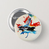  Canada Maple Leaf Travel Love Waterverf Ronde Button 5,7 Cm (Voorkant /achterkant)