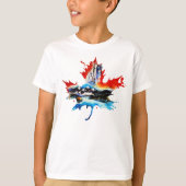  Canada Maple Leaf Travel Love Waterverf T-shirt (Voorkant)