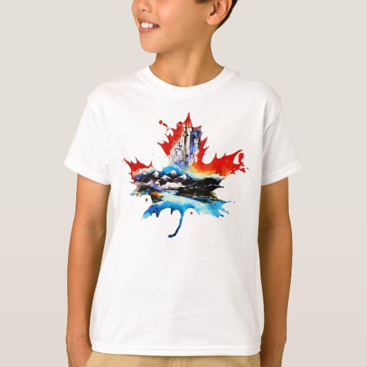  Canada Maple Leaf Travel Love Waterverf T-shirt (Voorkant)