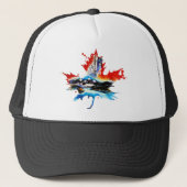 Canada Maple Leaf Travel Love Waterverf Trucker Pet (Voorkant)