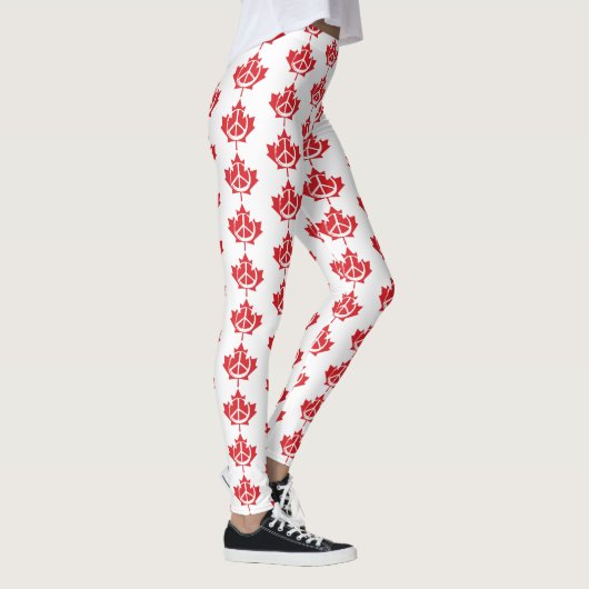 Canada Maple Leaf Vredessymbool Patriottisch vrij Leggings (Rechts)