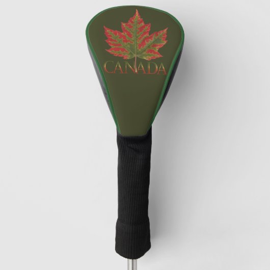Canada Maple Leaf Vurig Golf Driver Hoesje Golfheadcover (Voorkant)