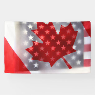 Canada met Amerikaanse vlaggen Spandoek