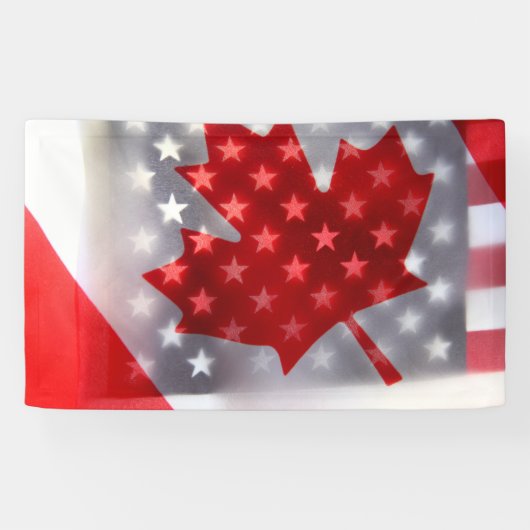 Canada met Amerikaanse vlaggen Spandoek (Horizontaal)