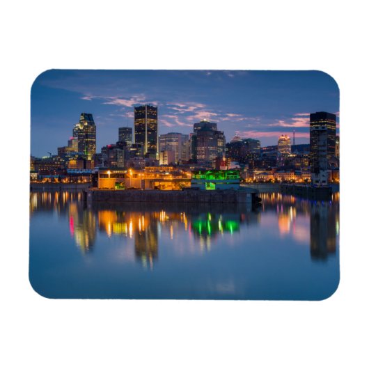 Canada, Montreal, silhouet en Oude Haven Magneet (Horizontaal)