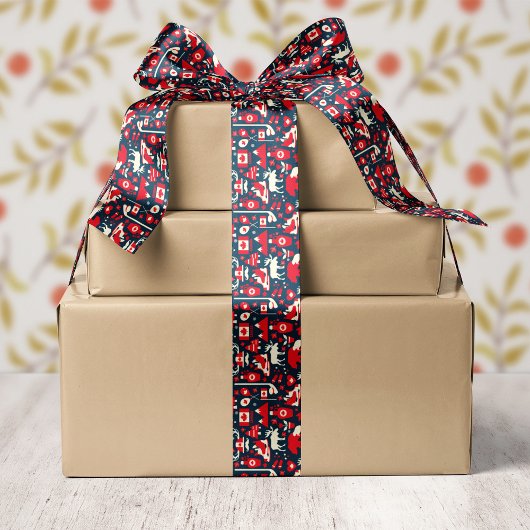 Canada Moose Kerstwinter Satijnen Lint