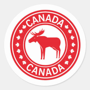 Canada Moose Maple Leaf Canada Day Ronde Sticker