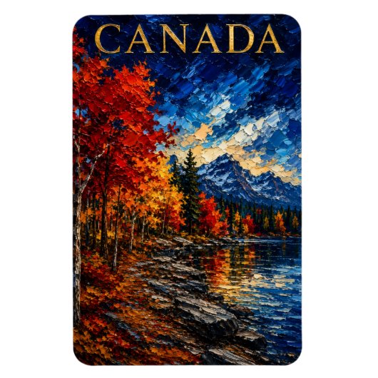 Canada Mountain Lake Art Souvenier Magneet (Verticaal)
