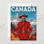Canada Mountie Vintage Art Briefkaart (Voorkant / Achterkant)