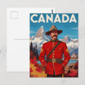 Canada Mountie Vintage Kunst Briefkaart (Voorkant / Achterkant)