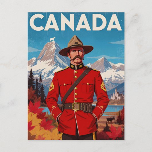 Canada Mountie Vintage Kunst Briefkaart (Voorkant)