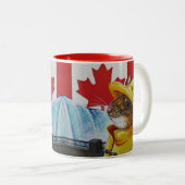 Canada Mouse in Niagara Herfst Waterverf Art Tweekleurige Koffiemok (Voorkant rechts)