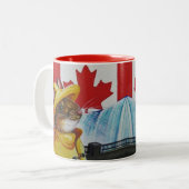 Canada Mouse in Niagara Herfst Waterverf Art Tweekleurige Koffiemok (Voorkant links)