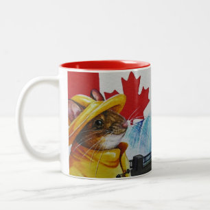 Canada Mouse in Niagara Herfst Waterverf Art Tweekleurige Koffiemok