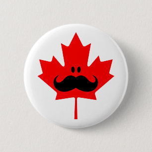 Canada Mustache - Een snor op rood zeehond Ronde Button 5,7 Cm