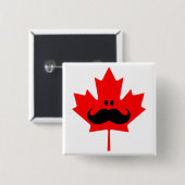 Canada Mustache - Een snor op rood zeehond Vierkante Button 5,1 Cm (Voorkant /achterkant)