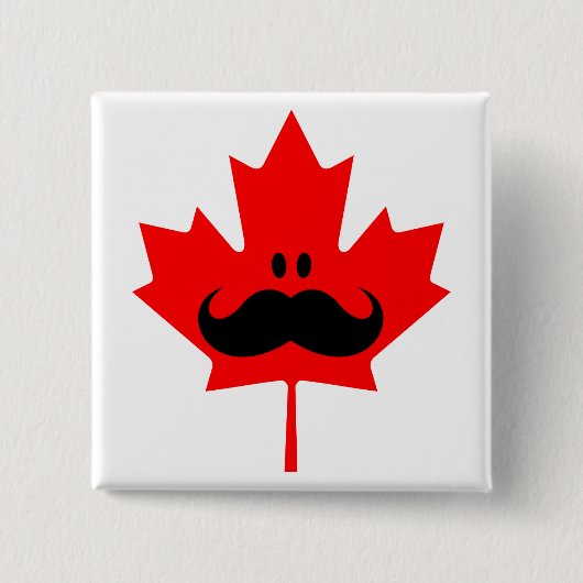 Canada Mustache - Een snor op rood zeehond Vierkante Button 5,1 Cm (Voorkant)