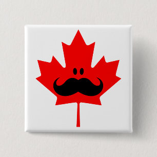Canada Mustache - Een snor op rood zeehond Vierkante Button 5,1 Cm