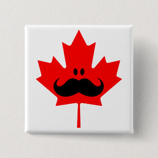 Canada Mustache - Een snor op rood zeehond Vierkante Button 5,1 Cm