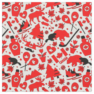 Canada National Day Canadian Icons Red White Stof