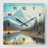 Canada Natuur Landschap - Verbluffende bergkunst Vierkante Klok (Voorkant)