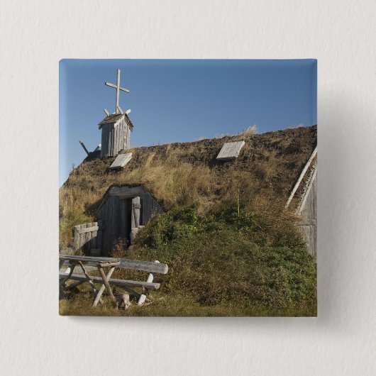 Canada, Newfoundland en Labrador, L'Anse Aux Vierkante Button 5,1 Cm (Voorkant)