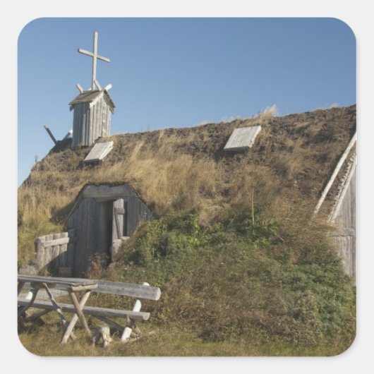 Canada, Newfoundland en Labrador, L'Anse Aux Vierkante Sticker (Voorkant)