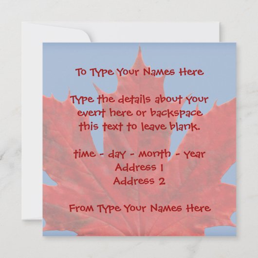 Canada nodigt Canada uit om de vlag RSVP van Canad Kaart (Achterkant)