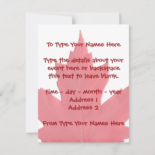 Canada nodigt Canada uit om de vlag RSVP van Canad Kaart (Achterkant)