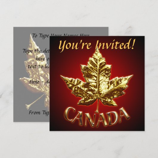 Canada nodigt u uit tot speciaal aangepast Gold Ca Kaart (Voorkant / Achterkant)