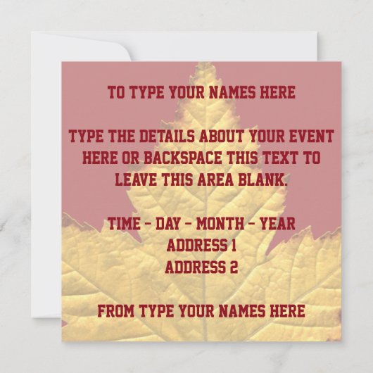 Canada nodigt u uit Varsity Canada RSVP aan te pas Kaart (Achterkant)