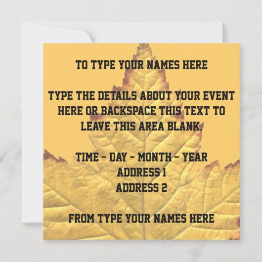 Canada nodigt u uit Varsity Canada RSVP aan te pas Kaart (Achterkant)