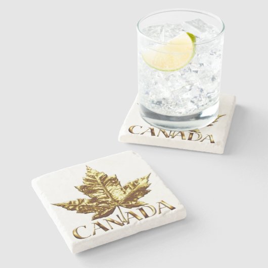 Canada Onderzetters Marble Canada Maple Leaf Onder (Zijkant)