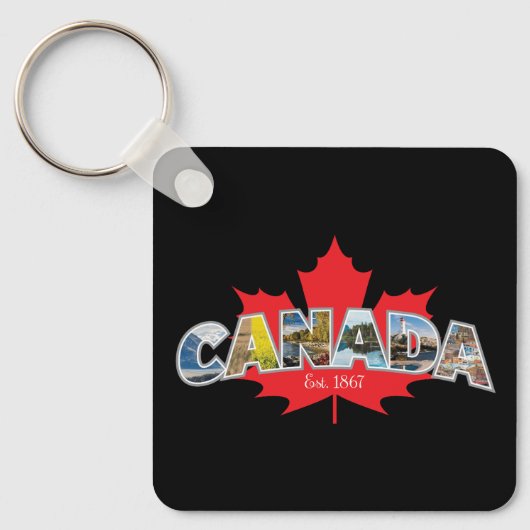 "Canada Oost. 1867-inch met leder uit mazen Sleutelhanger (Voorkant)