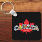 "Canada Oost. 1867-inch met leder uit mazen Sleutelhanger (Voorkant)