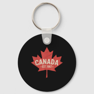 Canada Opgericht 1867 Retro Esdoornblad Vintage Ca Sleutelhanger