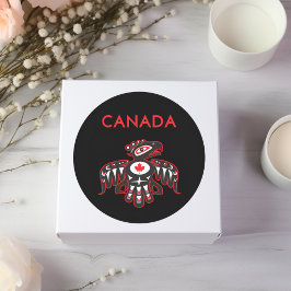 Canada Pacific Northwest Haida Vogel Donkere kleur Ronde Sticker