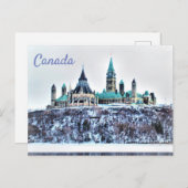 Canada parlement bouwt Snow Ottawa Briefkaart (Voorkant / Achterkant)