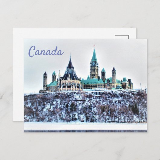 Canada parlement bouwt Snow Ottawa Briefkaart (Voorkant / Achterkant)