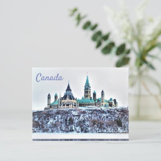 Canada parlement bouwt Snow Ottawa Briefkaart (Staand voorkant)
