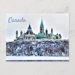 Canada Parlement gebouwen Sneeuw Ottawa rivier Briefkaart