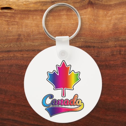 Canada Pride regenboog logo Sleutelhanger (Voorkant)