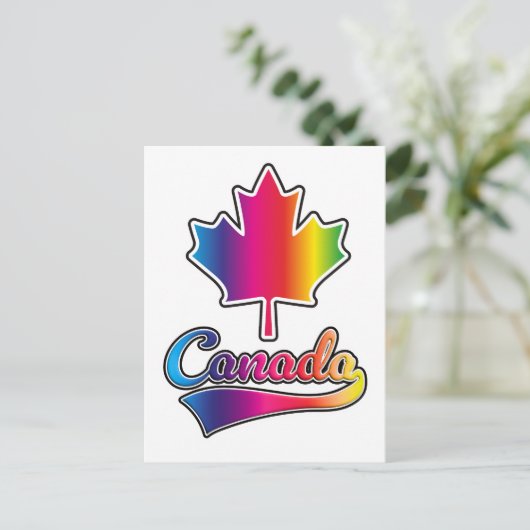 Canada Pride regenbooglogo Feestdagenkaart (Staand voorkant)