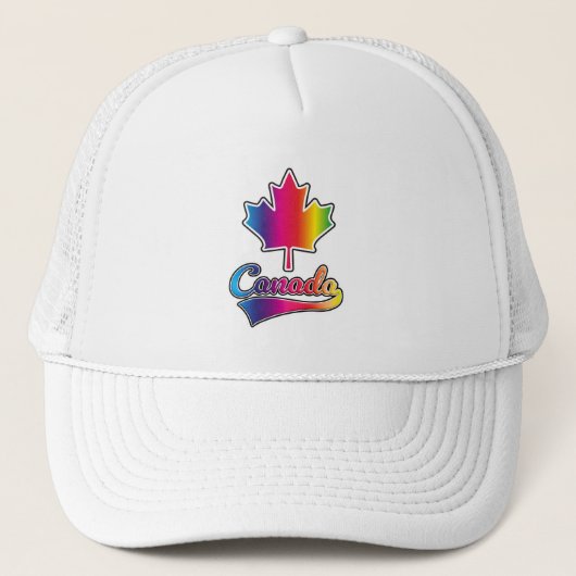 Canada Pride regenbooglogo Trucker Pet (Voorkant)