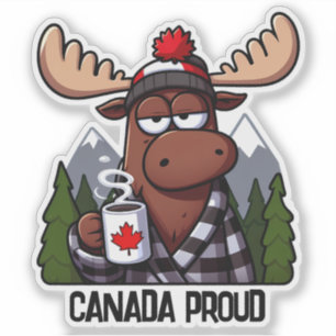 Canada Proud Moose Drink een kopje koffie Sticker