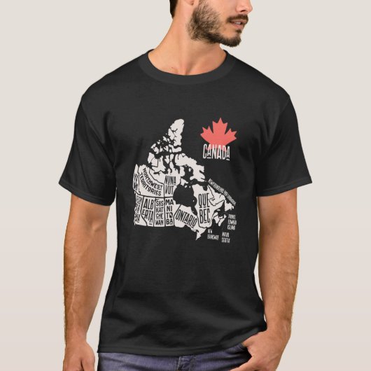 Canada Provincs and Territories Map Maple T-shirt (Voorkant)